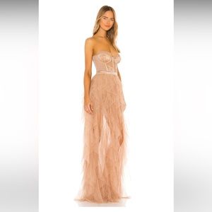 X REVOLVE Bustier Gown in Warm Taupe